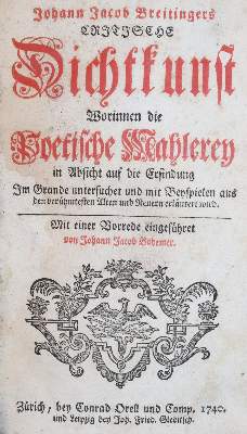 Bild Nr.1: 143-1310 Breitinger,J.J.: (Literatur und illustrierte Bücher bis 19.Jahrhundert)