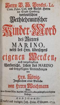 Bild Nr.1: 143-1312 Brockes,B.H.: (Literatur und illustrierte Bücher bis 19.Jahrhundert)