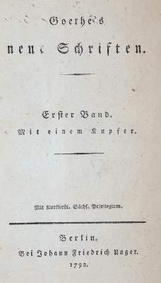 Bild Nr.1: 143-1378 Goethe,(J.W.v.).: (Literatur und illustrierte Bücher bis 19.Jahrhundert)