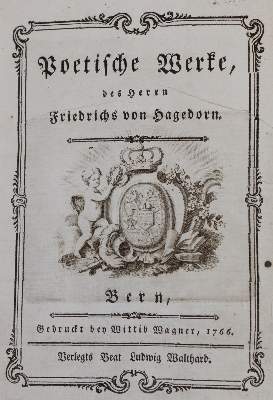 Bild Nr.1: 143-1388 (Hagedorn,F.v.).: (Literatur und illustrierte Bücher bis 19.Jahrhundert)