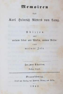 Bild Nr.1: 143-1410 Lang,K.H.v.: (Literatur und illustrierte Bücher bis 19.Jahrhundert)