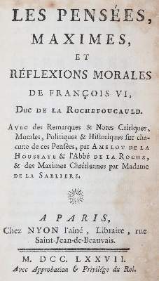 Bild Nr.1: 143-1412 La Rochefoucauld,(F.)de.: (Literatur und illustrierte Bücher bis 19.Jahrhundert)