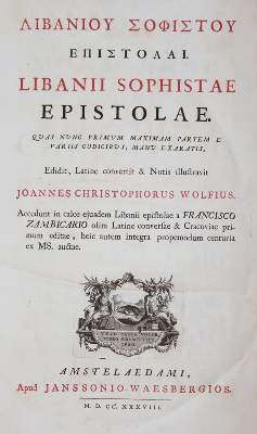 Bild Nr.1: 143-1416 Libanios,S.: (Literatur und illustrierte Bücher bis 19.Jahrhundert)