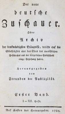 Bild Nr.1: 143-1436 Neue deutsche Zuschauer, Der.: (Literatur und illustrierte Bücher bis 19.Jahrhundert)