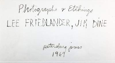 Bild Nr.2: 143-1546 Dine, Jim & Friedlander, Lee: (Literatur und illustrierte Bücher 20.Jahrhundert - Alte Literatur in modernen Ausgaben)