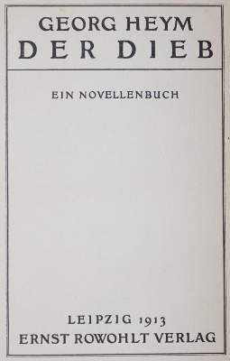 Bild Nr.1: 143-1617 Heym,G.: (Literatur und illustrierte Bücher 20.Jahrhundert - Alte Literatur in modernen Ausgaben)