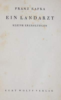 Bild Nr.1: 143-1638 Kafka,F.: (Literatur und illustrierte Bücher 20.Jahrhundert - Alte Literatur in modernen Ausgaben)
