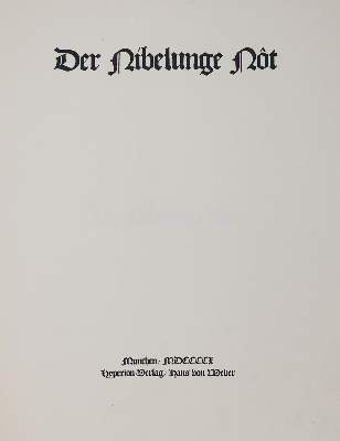 Bild Nr.1: 143-1687 Nibelunge Not, Der.: (Literatur und illustrierte Bücher 20.Jahrhundert - Alte Literatur in modernen Ausgaben)