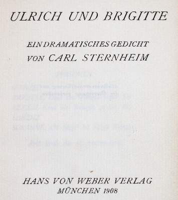 Bild Nr.1: 143-1747 Sternheim,C.: (Literatur und illustrierte Bücher 20.Jahrhundert - Alte Literatur in modernen Ausgaben)