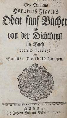 Bild Nr.1: 143-175 Horatius Flaccus,Q.: (Alte Drucke, Handschriften und Theologie)
