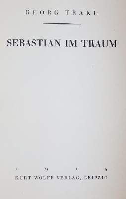 Bild Nr.1: 143-1756 Trakl,G.: (Literatur und illustrierte Bücher 20.Jahrhundert - Alte Literatur in modernen Ausgaben)