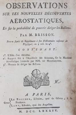 Bild Nr.1: 143-1935 Brisson,(M.J.).: (Verschiedene Gebiete - Varia, Aeronautik)