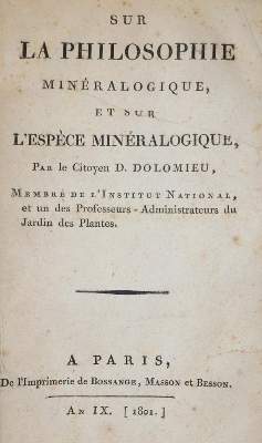 Bild Nr.1: 143-1985 Dolomieu,D.de.: (Verschiedene Gebiete - Varia, Geologie - Mineralogie u. Paläontologie)