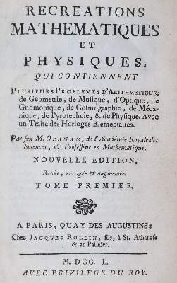 Bild Nr.1: 143-2025 Ozanam,(J.).: (Verschiedene Gebiete - Varia, Mathematik)