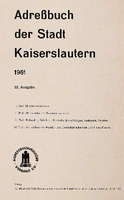 Bild Nr.1: 143-2204 Adreßbuch: (Deutschland, Kaiserslautern)
