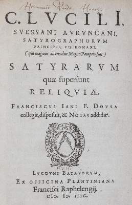 Bild Nr.1: 143-224 Lucilius,C.: (Alte Drucke, Handschriften und Theologie)