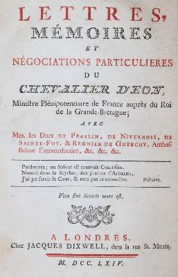 Bild Nr.1: 143-2303 Eon de Beaumont,(C.G.de).: (Frankreich, Spionage)
