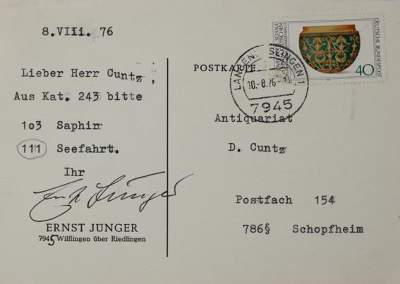 Bild Nr.1: 143-2516 Jünger, Ernst,: (Autographen)