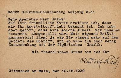Bild Nr.1: 143-2517 Koch, Rudolf,: (Autographen)