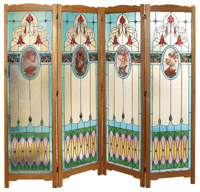 Bild Nr.1: 143-2777 Bedeutender Jugendstil Paravent.: (Möbel)