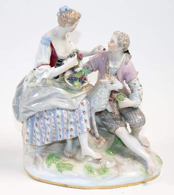 Bild Nr.1: 143-2809 Schäfergruppe - Michel Victor Acier: (Porzellan u. Keramik, Meissen)