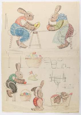 Bild Nr.1: 143-3098 Erzgebirge-Osterhasen.: (Varia, Spielzeug)