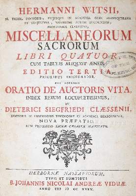 Bild Nr.1: 143-346 Witsius,H.: (Alte Drucke, Handschriften und Theologie)