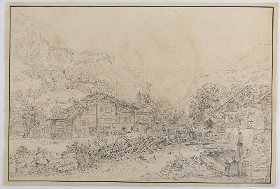 Bild Nr.1: 143-3590 Berglandschaft.: (Künstlergraphik)