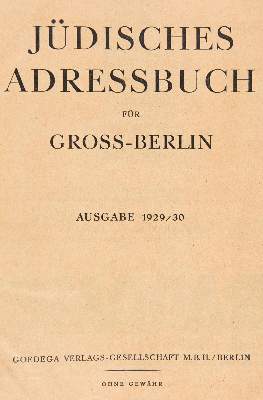 Bild Nr.1: 143-382 Jüdisches Adressbuch für Gross-Berlin.: (Judaica, Berlin)