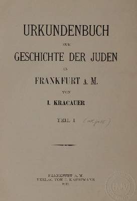 Bild Nr.1: 143-385 Kracauer,I.: (Judaica, Frankfurt)