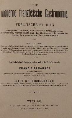 Bild Nr.1: 143-590 Giblhauser,F. u. C.Scheichelbauer.: (Küche und Haushalt, Gaststätten-Hotellerie)