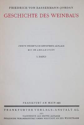 Bild Nr.1: 143-602 Bassermann-Jordan,F.: (Küche und Haushalt, Getränke, Wein)