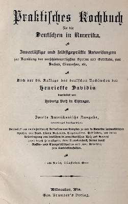 Bild Nr.1: 143-685 Davidis,H.: (Küche und Haushalt, Kochbücher, Amerika)