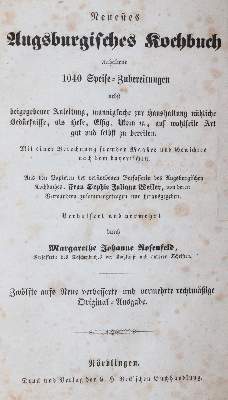 Bild Nr.1: 143-693 Rosenfeld,M.J.: (Küche und Haushalt, Kochbücher, Augsburg)
