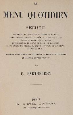 Bild Nr.1: 143-703 Barthelemy,F.: (Küche und Haushalt, Kochbücher)