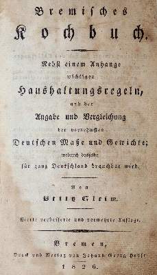 Bild Nr.1: 143-716 Gleim,B.: (Küche und Haushalt, Kochbücher, Bremen)