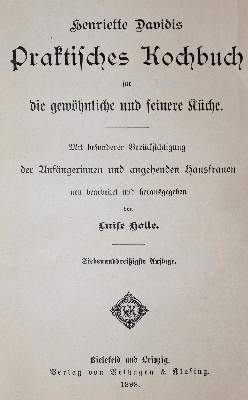 Bild Nr.1: 143-730 Davidis,H.: (Küche und Haushalt, Kochbücher)