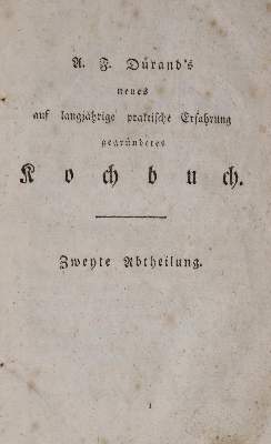 Bild Nr.1: 143-739 Durand,A.F.: (Küche und Haushalt, Kochbücher)