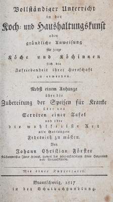 Bild Nr.1: 143-754 Förster,J.C.: (Küche und Haushalt, Kochbücher)