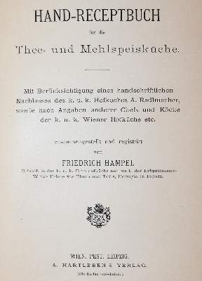 Bild Nr.1: 143-783 Hampel,F.: (Küche und Haushalt, Kochbücher)
