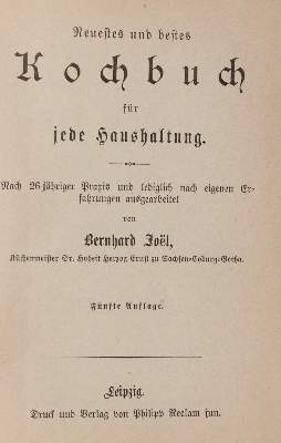Bild Nr.1: 143-796 Joel,B.: (Küche und Haushalt, Kochbücher)