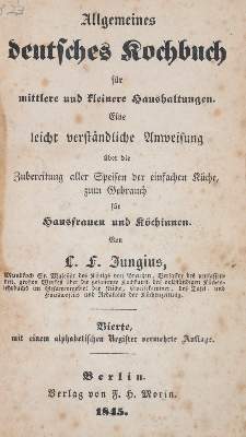 Bild Nr.1: 143-801 Jungius,L.F.: (Küche und Haushalt, Kochbücher)
