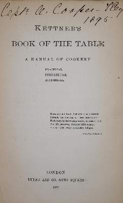 Bild Nr.1: 143-804 Kettner,(A.).: (Küche und Haushalt, Kochbücher)