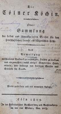 Bild Nr.1: 143-812 Cölner Köchin, Die.: (Küche und Haushalt, Kochbücher, Köln)