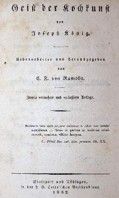 Bild Nr.1: 143-813 König,J. (d.i. C.F.v.Rumohr).: (Küche und Haushalt, Kochbücher)