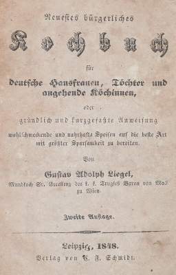 Bild Nr.1: 143-831 Liegel,G.A.: (Küche und Haushalt, Kochbücher)