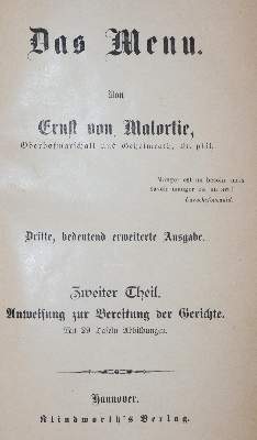 Bild Nr.1: 143-834 Malortie,E.v.: (Küche und Haushalt, Kochbücher)