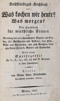 Bild Nr.1: 143-865 Steinbrecher,M.A.: (Küche und Haushalt, Kochbücher, Österreich)