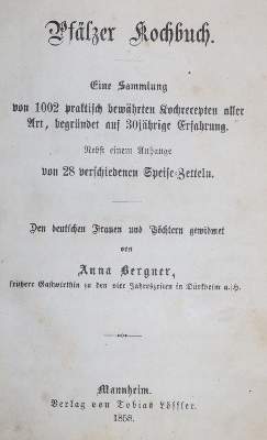 Bild Nr.1: 143-873 Bergner,A.: (Küche und Haushalt, Kochbücher, Pfalz)