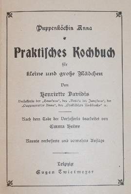Bild Nr.3: 143-880 Davidis,H.: (Küche und Haushalt, Kochbücher, Puppenkochbücher)